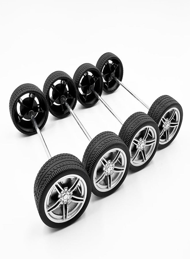 URIMPAVIDO 10PCS Toy Car Wheels 40mm Rubber Tire Wheels with Metal Shaft for RC Car Truck DIY Model Toy Wheel Replacement Accessories (3X40mm) - Image 2